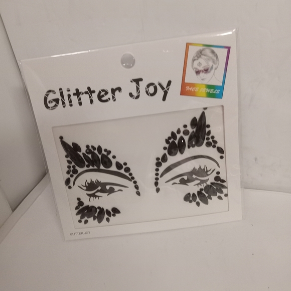6 pks Glitter Joy Face Gem Jewels  Mask Black Rhinestones NEW - Picture 10 of 10